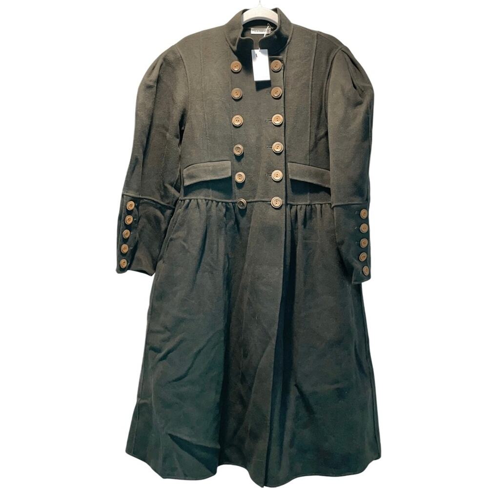 Ulla Johnson Rowena Wool Coat Full-Length Olive Small Quiet Luxury Outerwear